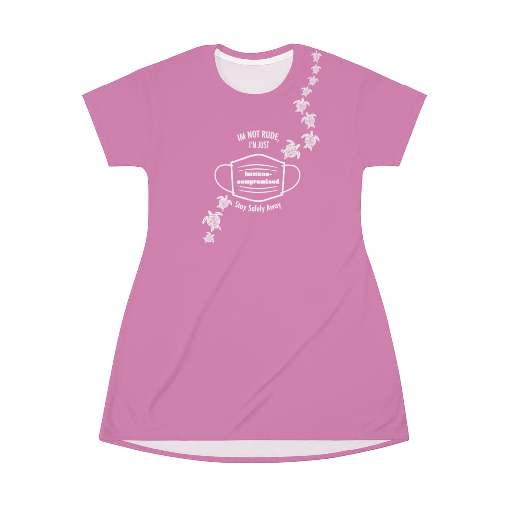T-Shirt Coverup Dress- Pink Turtles