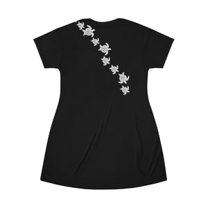 T-Shirt Dress Coverup- Black Turtles